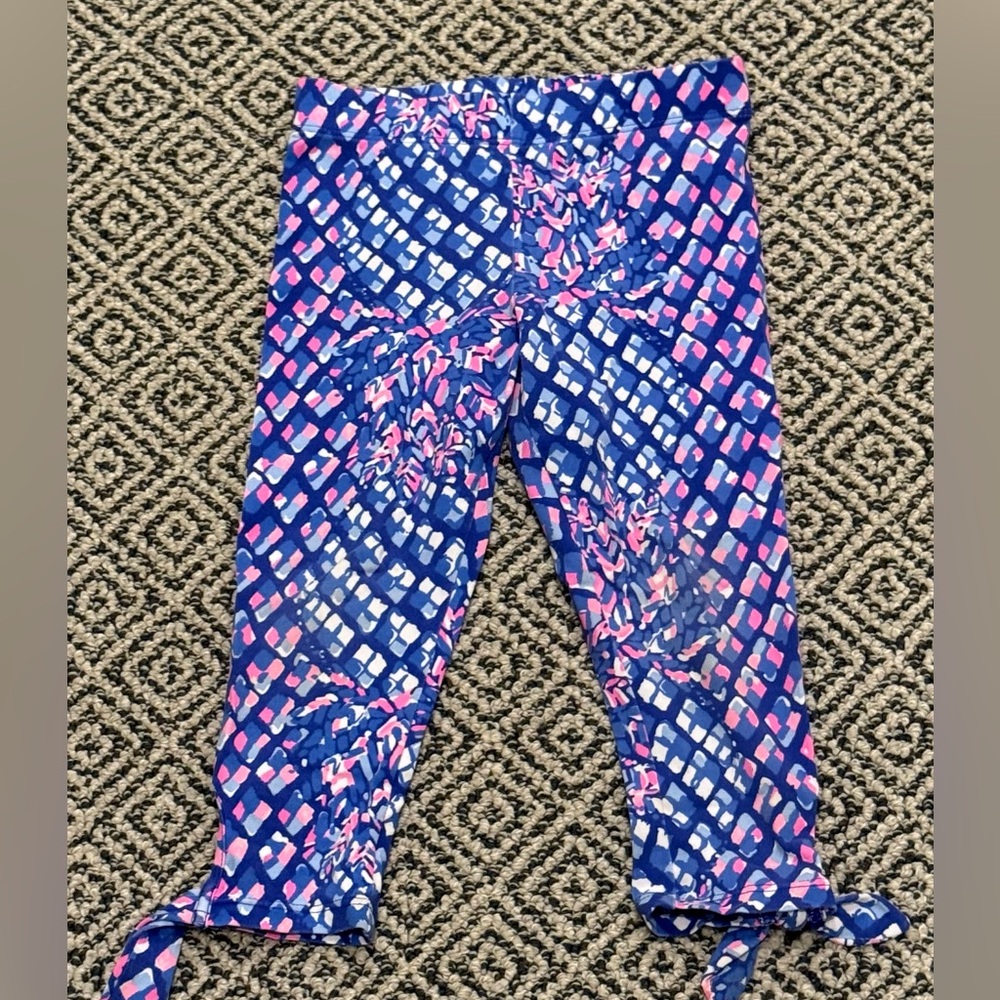 🎉 EUC 🎉 Lilly Pulitzer SM (4-5) Blue Pink White Abstract Print Leggings